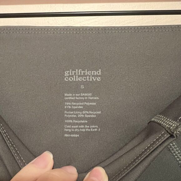 Girlfriend Collective Pocket 7/8 High Waisted Leggings Green/Grey Women's S - Picture 3 of 6